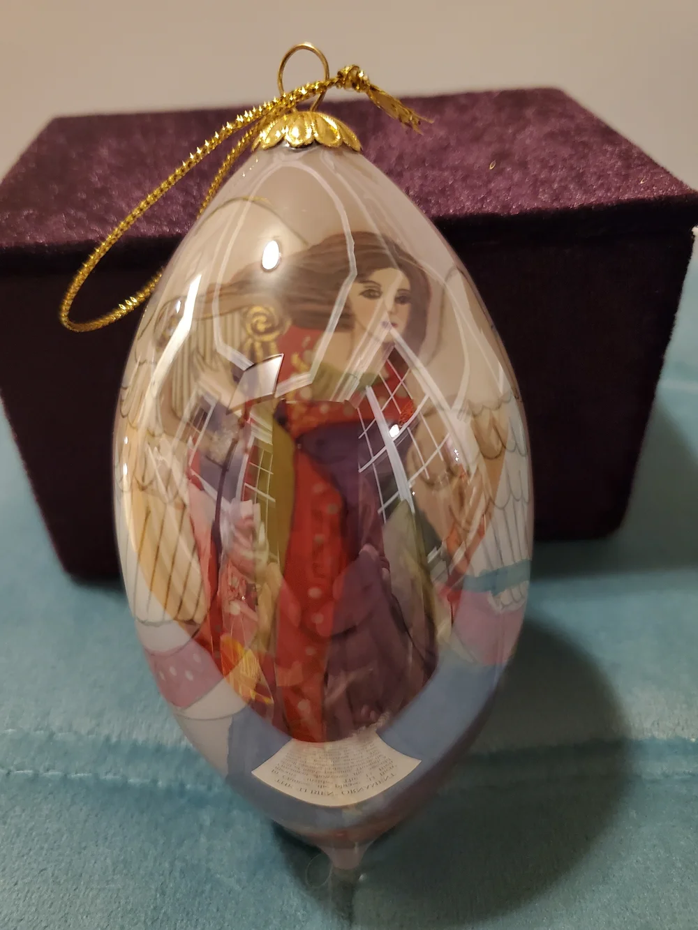 Pier 1 Li Bien Angel Christmas Ornament Hand Painted Glass Vintage